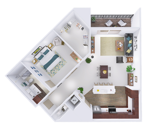 Floor plan for studio, 1 bath, 960 sqft